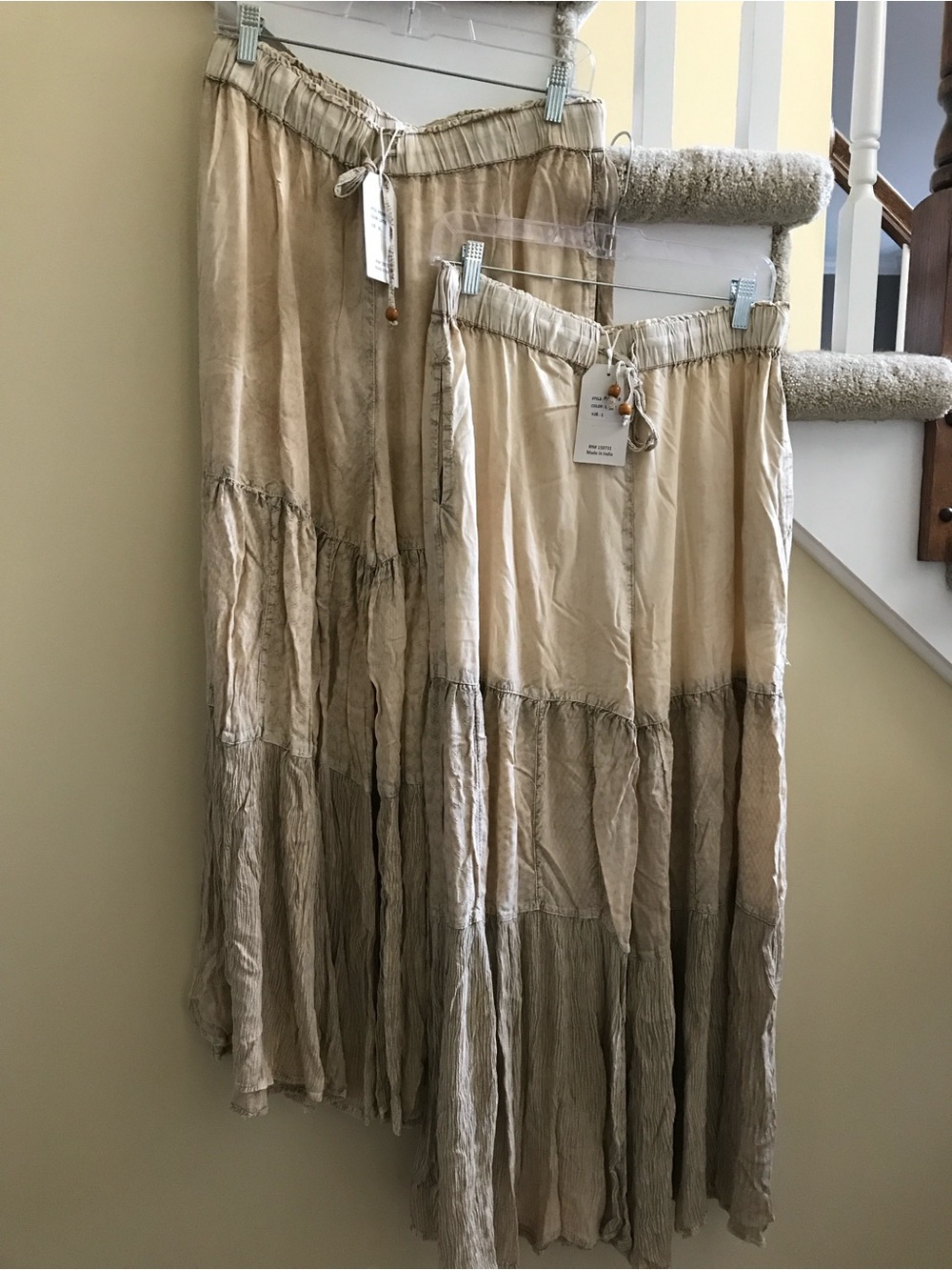 YOUNG THREADS NWT PANTS CREAM BLACK Wash wide leg size sm lg xl